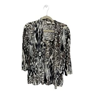 Animal print open front cardigan built in tank old money size Petite XL